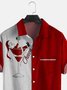 Santa Stripe Short Sleeve Shirt Casual Style Cotton Linen Lapel Top