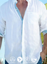 Clean color long sleeve shirt, casual style cotton linen lapel shirt
