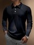Gradient Striped Buttons Long Sleeve Polo