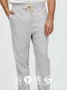 Plain Cotton  Drawstring Elastic-Waist Wide leg Pants