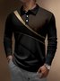 Gradient Block Buttons Long Sleeve Polo