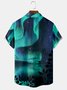 Aurora Landscape Streak Chest Pocket Short Sleeve Hawaiian Shirt