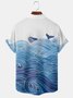 Japanese Ukiyoe Wave Chest Pocket Short Sleeve Hawaiian Shirt