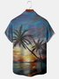 Coconut Tree Art Painting Chest Pocket Short Sleeve Hawaiian Shirt