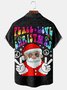 Hippie Santa Claus Chest Pocket Short Sleeve Casual Shirt