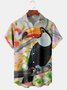 Toco Toucan Parrot Chest Pocket Short Sleeve Hawaiian Shirt
