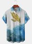 Watercolor Sea Turtle Chest Pocket Short Sleeve Hawaiian Shirt