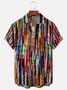 Abstract Stripes Chest Pocket Short Sleeve Casual Shirt