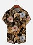 Gold Hibiscus Rosa-sinensis Linn Chest Pocket Short Sleeve Hawaiian Shirt