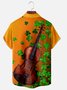 St Patricks Day Clover Guitar Chest Pocket Short Sleeve Shirt