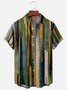 Wooden Stripe Art Chest Pocket Short Sleeve Shirt