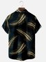Gold Palm Leaves Chest Pocket Short Sleeve Hawaiian Shirt