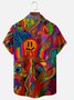 Hippie Smile Mushroom Chest Pocket Short Sleeve Casual Shirt