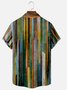 Wooden Stripe Art Chest Pocket Short Sleeve Shirt