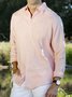 Cotton And Linen Chest Pocket Long Sleeve Shirt