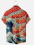 Japanese Ukiyoe Wave Chest Pocket Short Sleeve Shirt