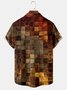 Distressed Wood Grain Chest Pocket Short Sleeve Casual Shirt