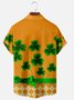 St. Patrick's Day Clover Chest Pocket Short Sleeve Casual Shirt