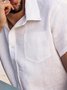 Cotton And Linen Chest Pocket Short Sleeve Shirt