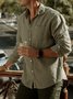 Cotton And Linen Chest Pocket Long Sleeve Shirt