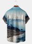 Mount Fuji Scenery Chest Pocket Short Sleeve Hawaiian Shirt