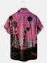 Hippie Coconut Tree Chest Pocket Short Sleeve Hawaiian Shirt