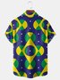 Brazil Flag Football Soccer Chest Pocket Short Sleeve Shirt