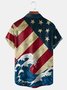 American Flag Ukiyo-e Chest Pocket Short Sleeve Shirt