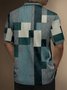 Gradient Abstract Geometric Zip Short Sleeve Polo Shirt
