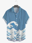 Japanese Ukiyoe Wave Print Short Sleeve Casual Shirt