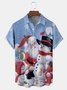Christmas Santa Snowman Chest Pocket Short Sleeve Shirt