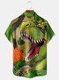 Animal Dinosaur Chest Pocket Short Sleeve Shirt