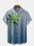 Gradient Palm Tree Chest Pocket Short Sleeve Vacation Shirt