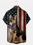 American Flag Dog Chest Pocket Short Sleeve Shirt