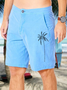 Coconut Tree Button Straight Waist Bermuda Shorts