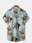 Animal Dog Chest Pocket Short Sleeve Shirt