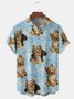 Animal Dog Chest Pocket Short Sleeve Shirt