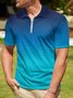 Ombre Abstract Geometric Zip Short Sleeve Golf Polo