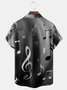 Music Note Chest Pocket Short Sleeve Casual Shirt