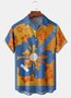 Music Floral Guitar Chest Pocket Short Sleeve Hawaiian Shirt