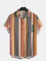 Stripes Chest Pocket Short Sleeve Casual Shirt
