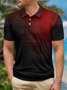 Gradient Abstract Geometric Button Short Sleeve Polo Shirt