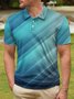 Ombre Abstract Geometric Button Short Sleeve Polo Shirt