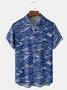 Japanese Wave Chest Pocket Short Sleeve Casual Shirt