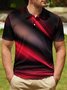 3D Gradient Abstract Stripe Button Short Sleeve Polo Shirt
