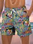 Hula Girl Drawstring Beach Shorts