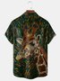 Giraffe Glass Grain Chest Pocket Short Sleeve Casual Shirt