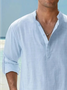 Big Size Cotton Plain Casual Stand Collar Long Sleeve Shirt