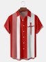 Easter Cross Chest Pocket Short Sleeve Casual  Shirt