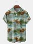 Animals Chest Pocket Short Sleeve Hawaiian Shirt